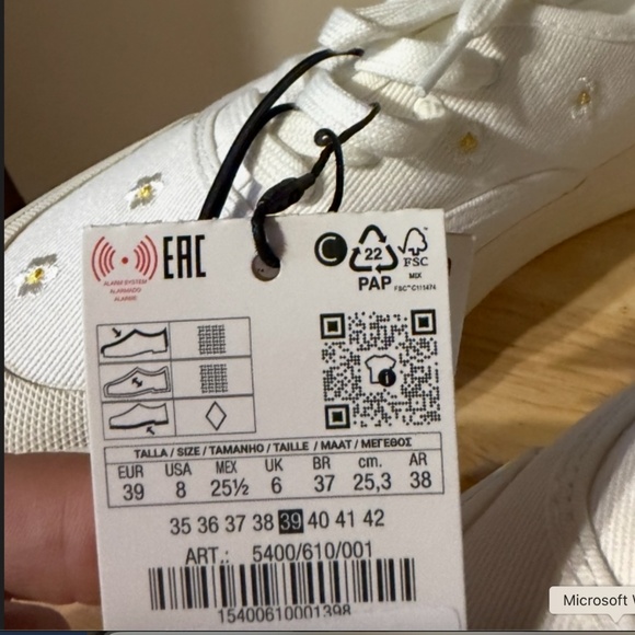 Zara white floral embroidered retro sneakers NWT - Picture 6 of 10